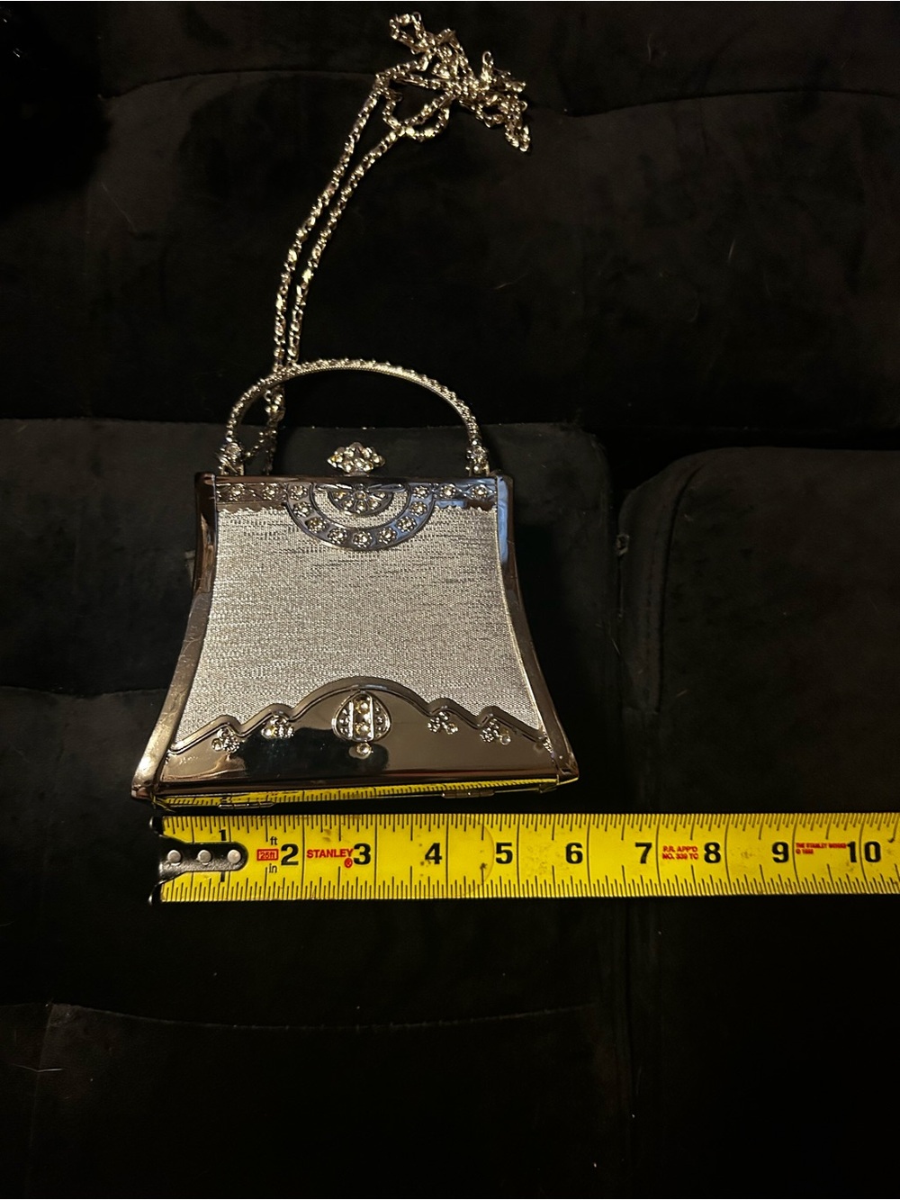 Source Unknown Silver Evening Clutch with Decorative Metal Trim - Picture 3 of 4